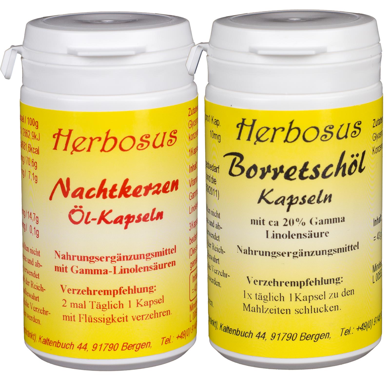 Borretschöl + Nachtkerzenöl-Kapseln von Herbosus