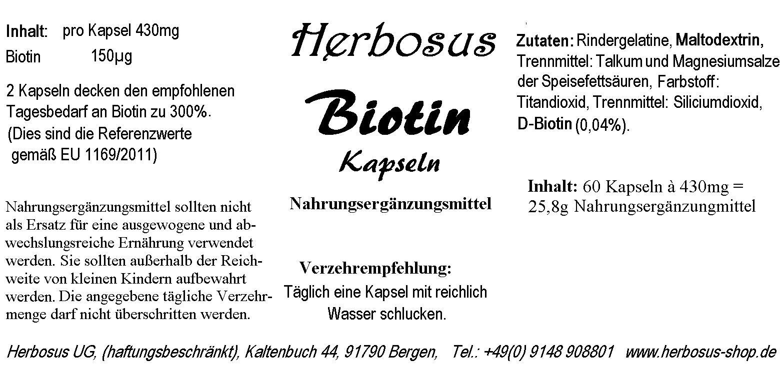 Biotin Kapseln von Herbosus
