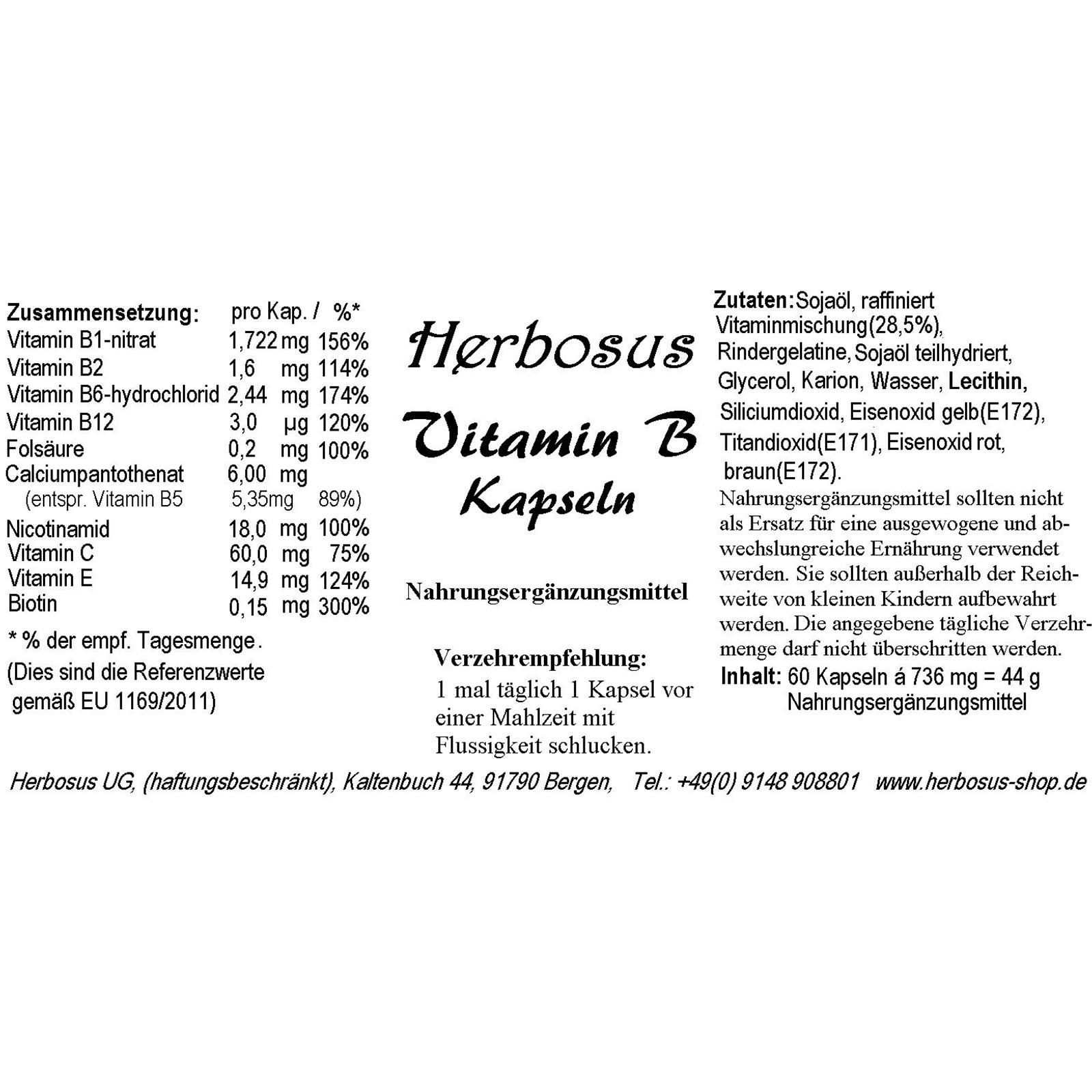 Vitamin-B-Kapseln von Herbosus