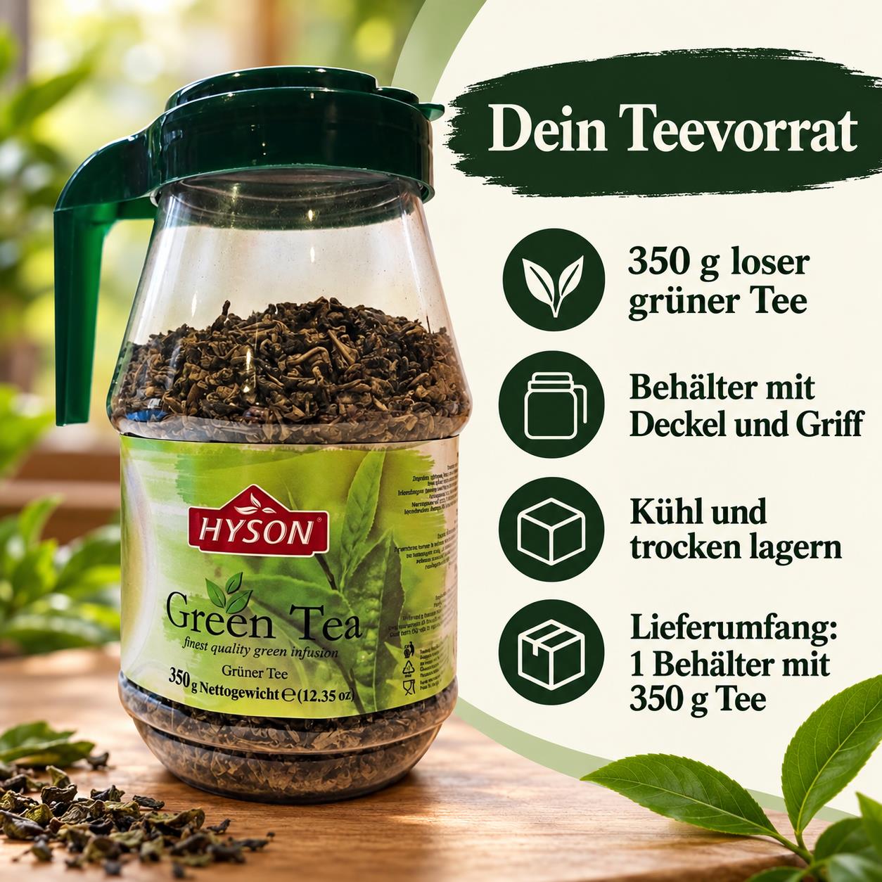HYSON Grüner Tee Gun Powder, loser Blatttee, 350 g