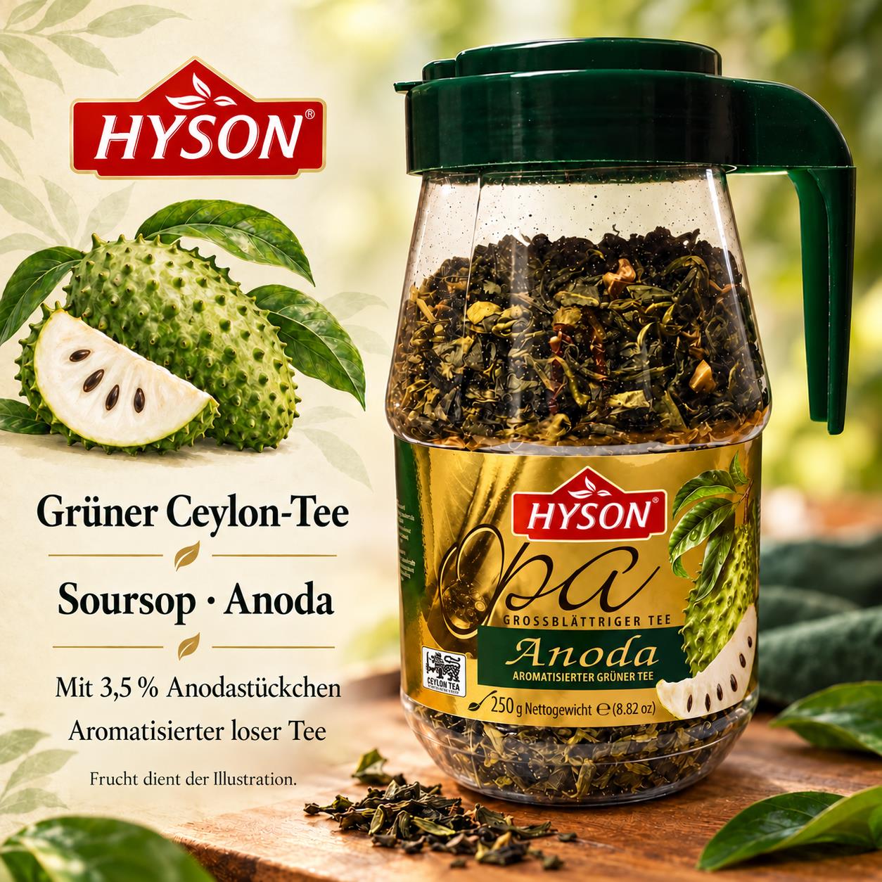 Hyson OPA Großblättrigern Gruener Tee Soursop Anoda 250 g