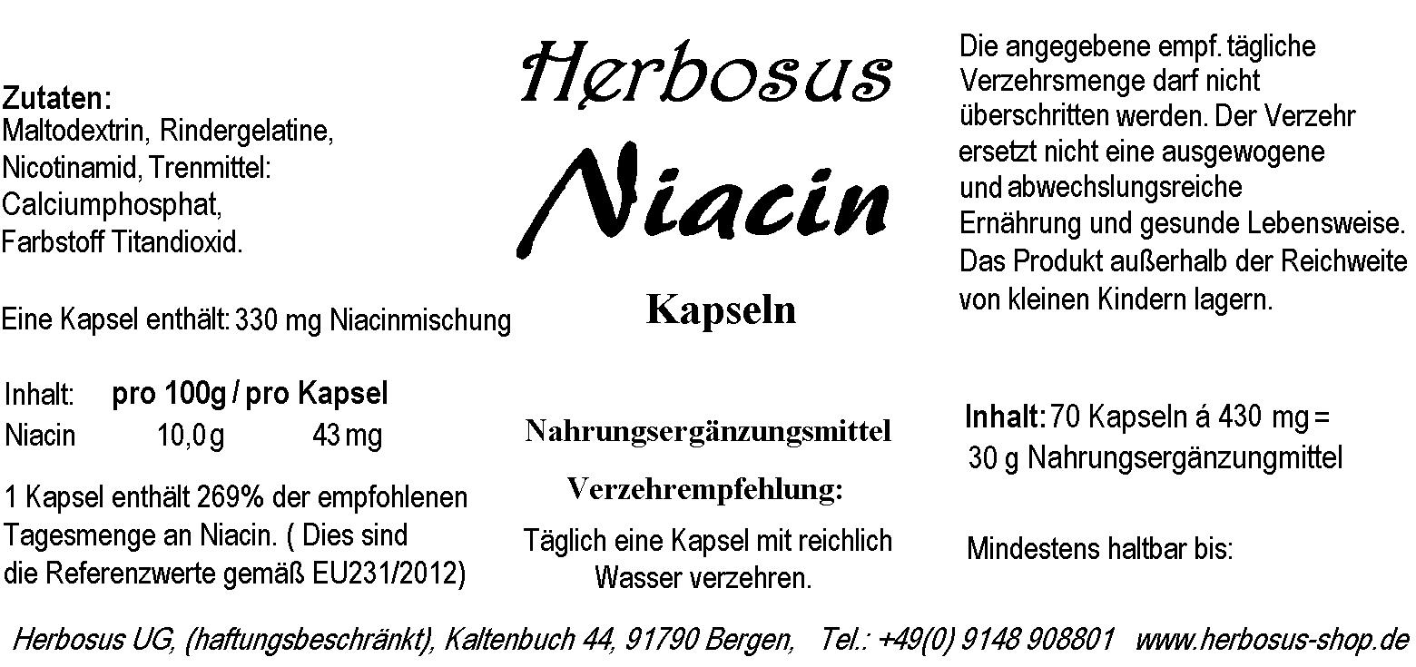 Niacin Kapseln von Herbosus