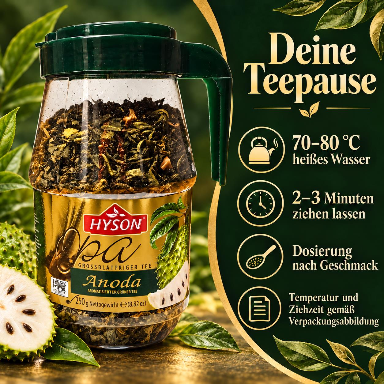 Hyson OPA Großblättrigern Gruener Tee Soursop Anoda 250 g