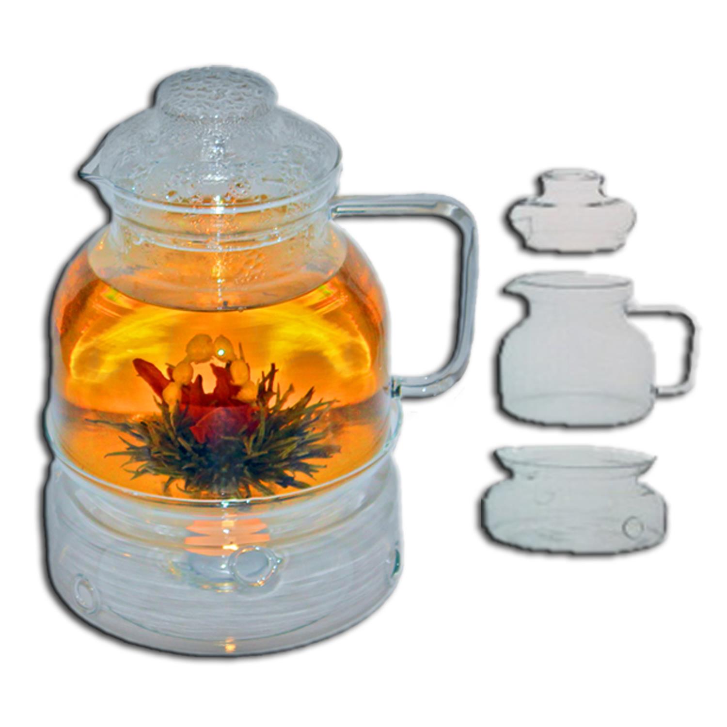 1,5L TERMISIL Glas Tee Kanne mit Stövchen Karaffe aus Borosilikat Glas