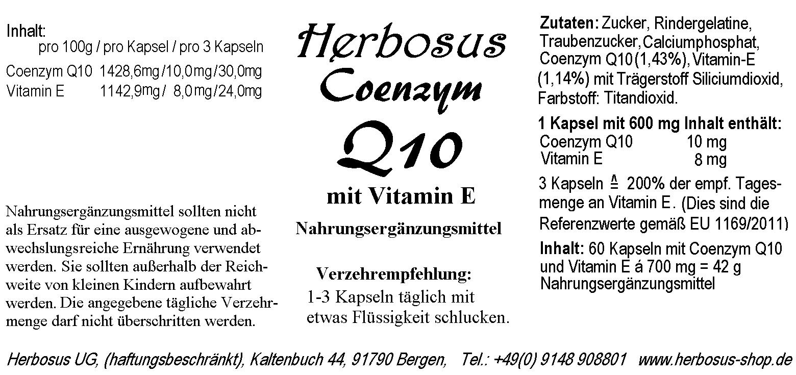 Coenzym Q10 mit Vitamin E Kapseln von Herbosus